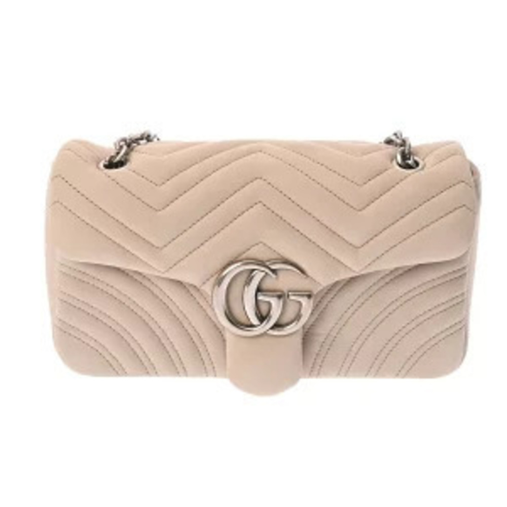 Gucci GG Marmont Shoulder Bag Beige Cream Suede